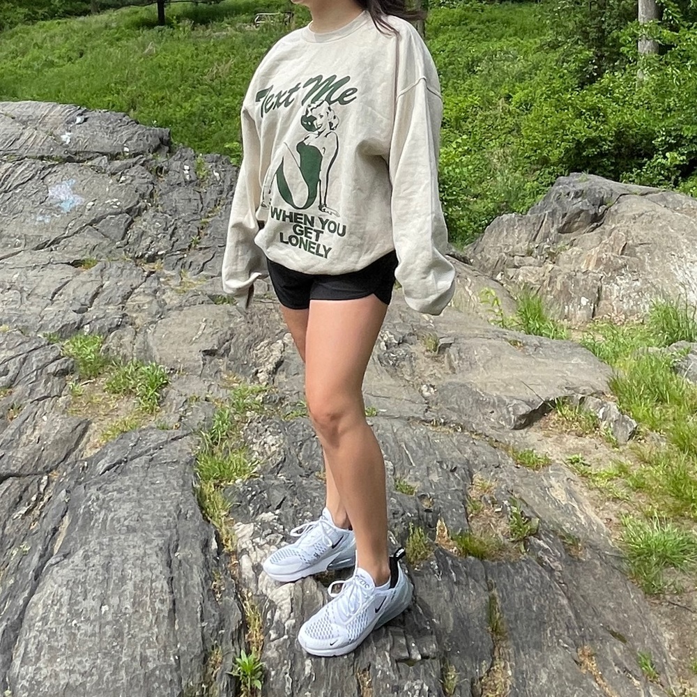 LONELY GHOST Cream and Green Sweatshirt